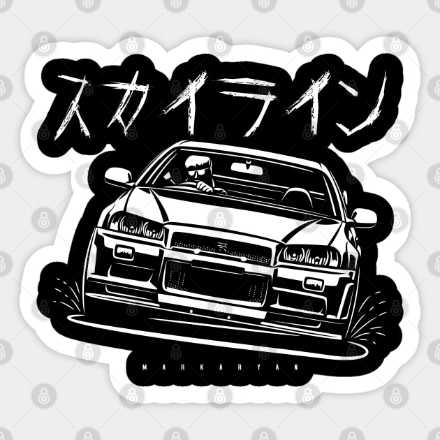 Skyline R34 GTR Sticker by Markaryan